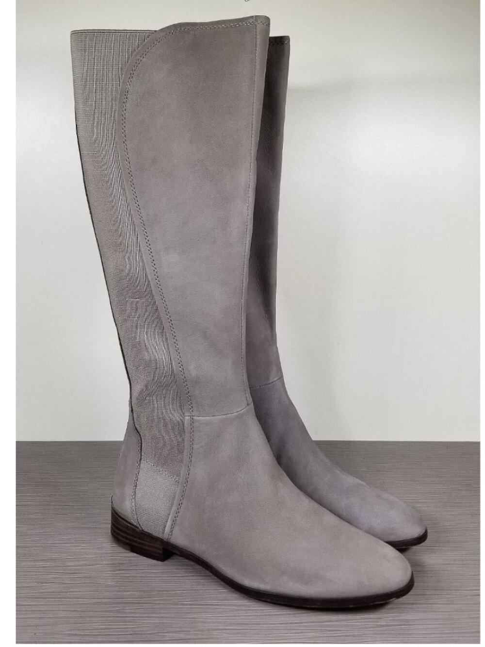 Louise et Cie Vallery Tall Boot, Light Gray Leather, Womens Size 8.5 M / 38.5